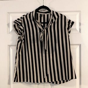 Black white striped blouse
